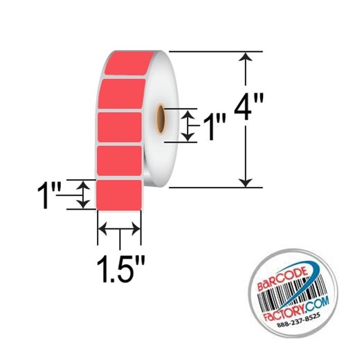 Barcodefactory 1.5x1  DT Label [Perforated, Red] RD-15-1-1375-RD