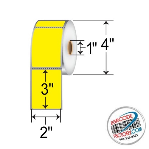 Barcodefactory 2 x 3 Direct Thermal Paper Label - Yellow RD-2-3-500-YL