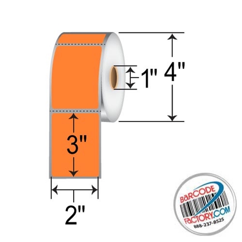 Barcodefactory 2x3  DT Label [Perforated, Orange] RD-2-3-500-OR