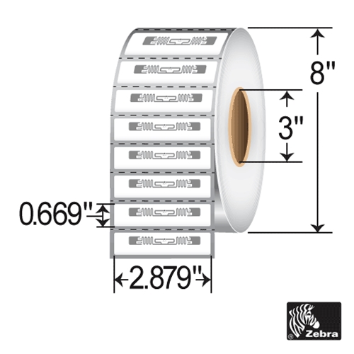 Zebra 2.874x0.669 Belt RFID Labels 10018352