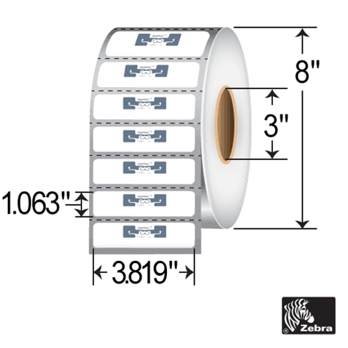 Zebra 3.819x1.063 DogBone RFID Labels 10018353