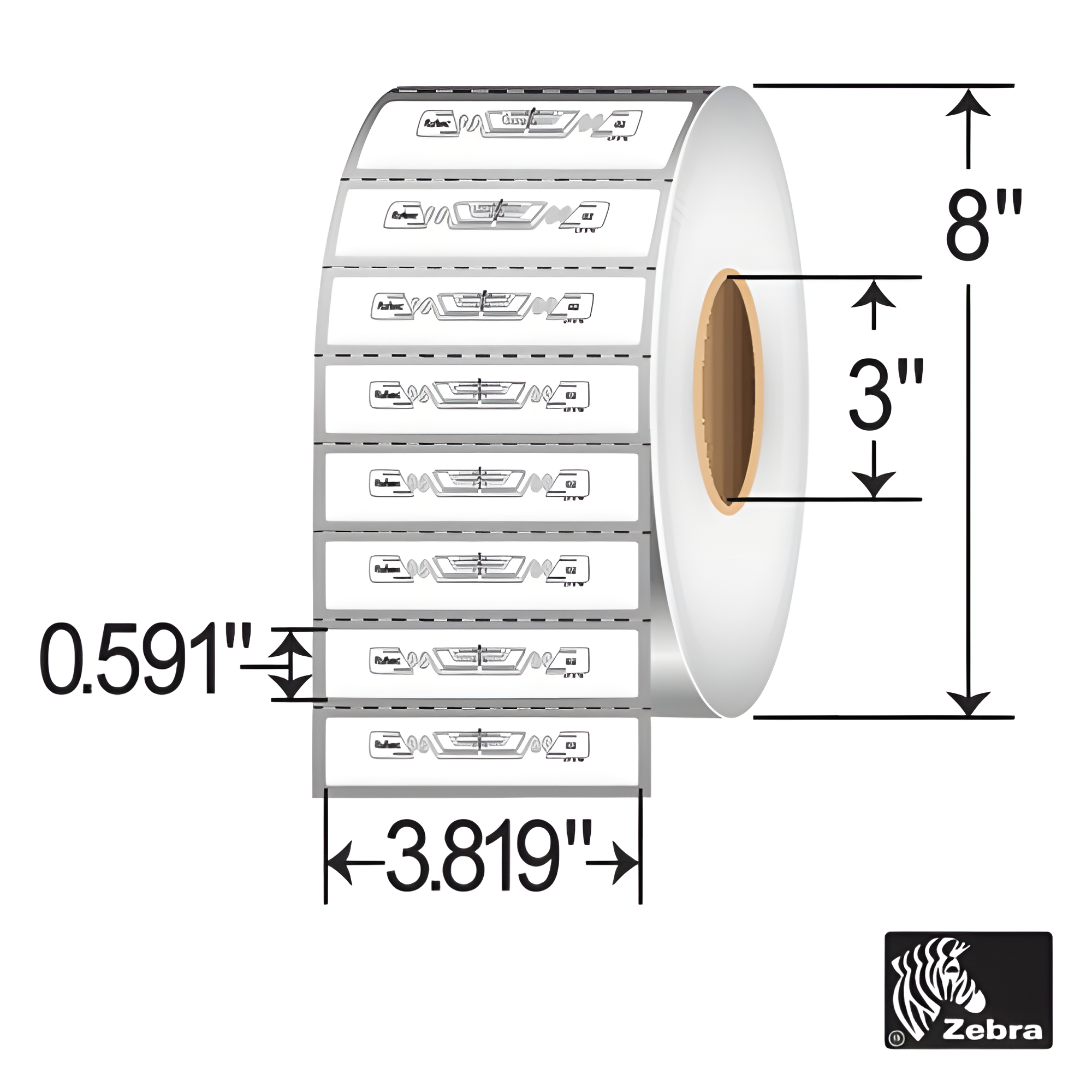 Zebra 3.819x0.591 ShortDipole RFID Labels 10018354