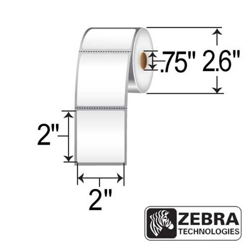 Zebra 2x2 Polypropylene TT Label [Freezer, Perforated, Cerner Certified, for Mobile] 10017576