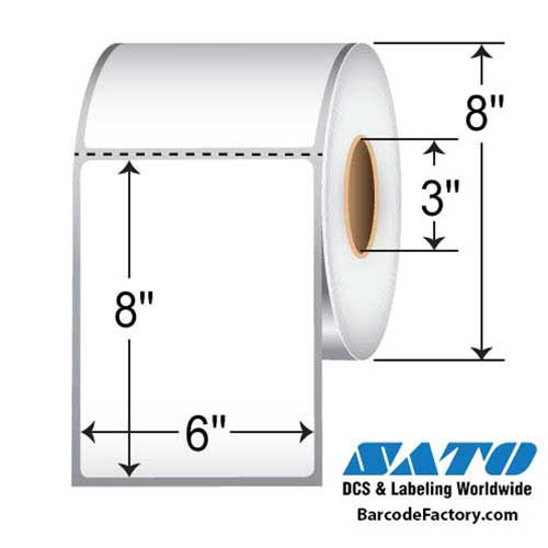 SATO 6x8 Polypropylene TT Label [Perforated, Wound-In] SR30LT-15400