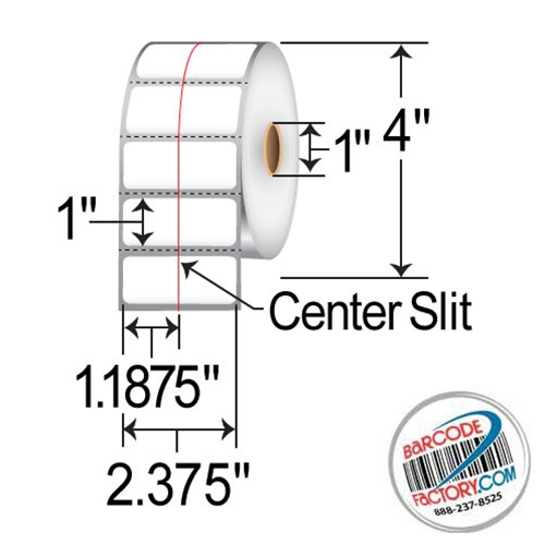 Barcodefactory 2.375 x 1 DT Label w/ Vertical Face Slit BAR-800999-011P