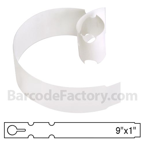 BarcodeFactory 9x1 Thermal White Tree Wrap Tags [Non-Perforated] BAR-WP9X1-WH-EA