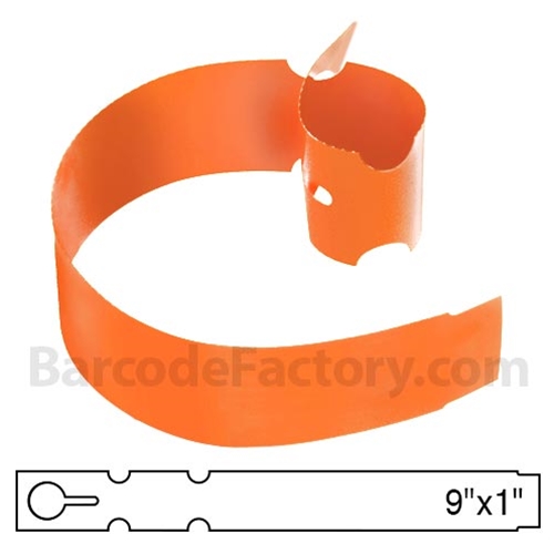 BarcodeFactory 9x1 Thermal Orange Tree Wrap Tags [Non-Perforated] BAR-WP9X1-OR