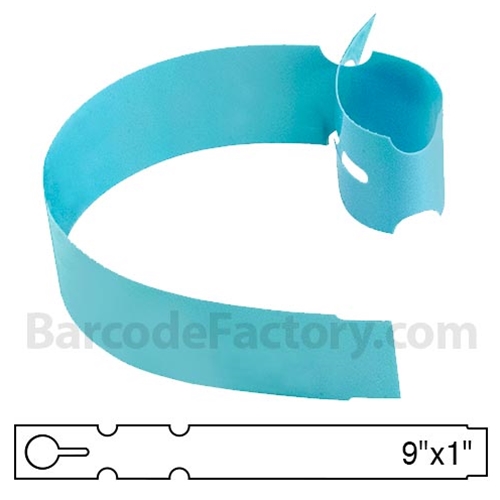 BarcodeFactory 9x1 Thermal Blue Tree Wrap Tags Single Roll BAR-WP9X1-BL-EA