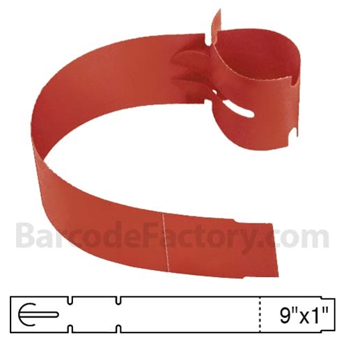 BarcodeFactory 9x1 Thermal Red Tree Wrap Tags BAR-WPT9X1-RD-EA