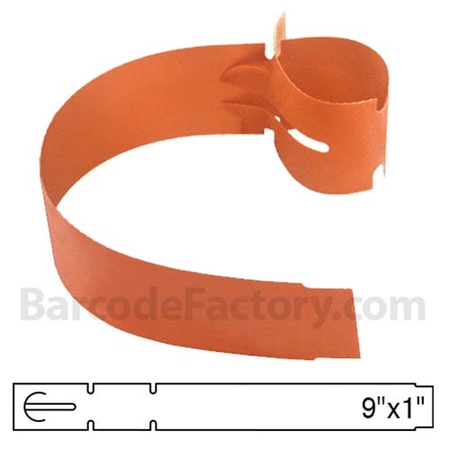BarcodeFactory 9x1 Thermal Orange Tree Wrap Tags BAR-WPT9X1-OR-EA