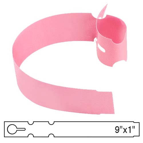 BarcodeFactory 9x1 Thermal Pink Tree Wrap Tags BAR-WP9X1-PK