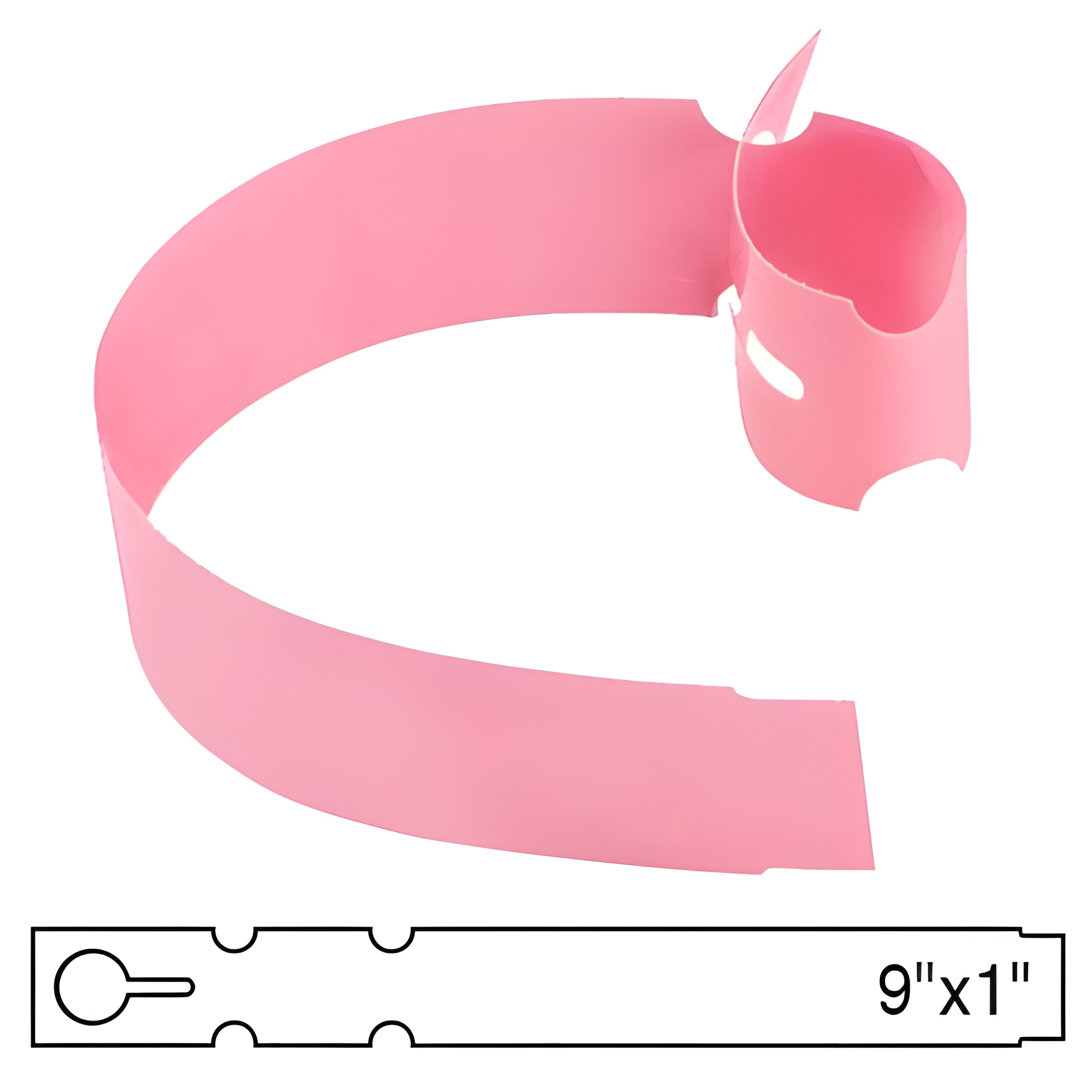 BarcodeFactory 9x1 Thermal Pink Tree Wrap Tags [Non-Perforated] BAR-WP9X1-PK