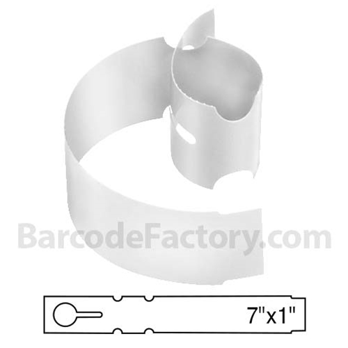 BarcodeFactory 7x1 Thermal White Tree Wrap Tags BAR-WP7X1-WH