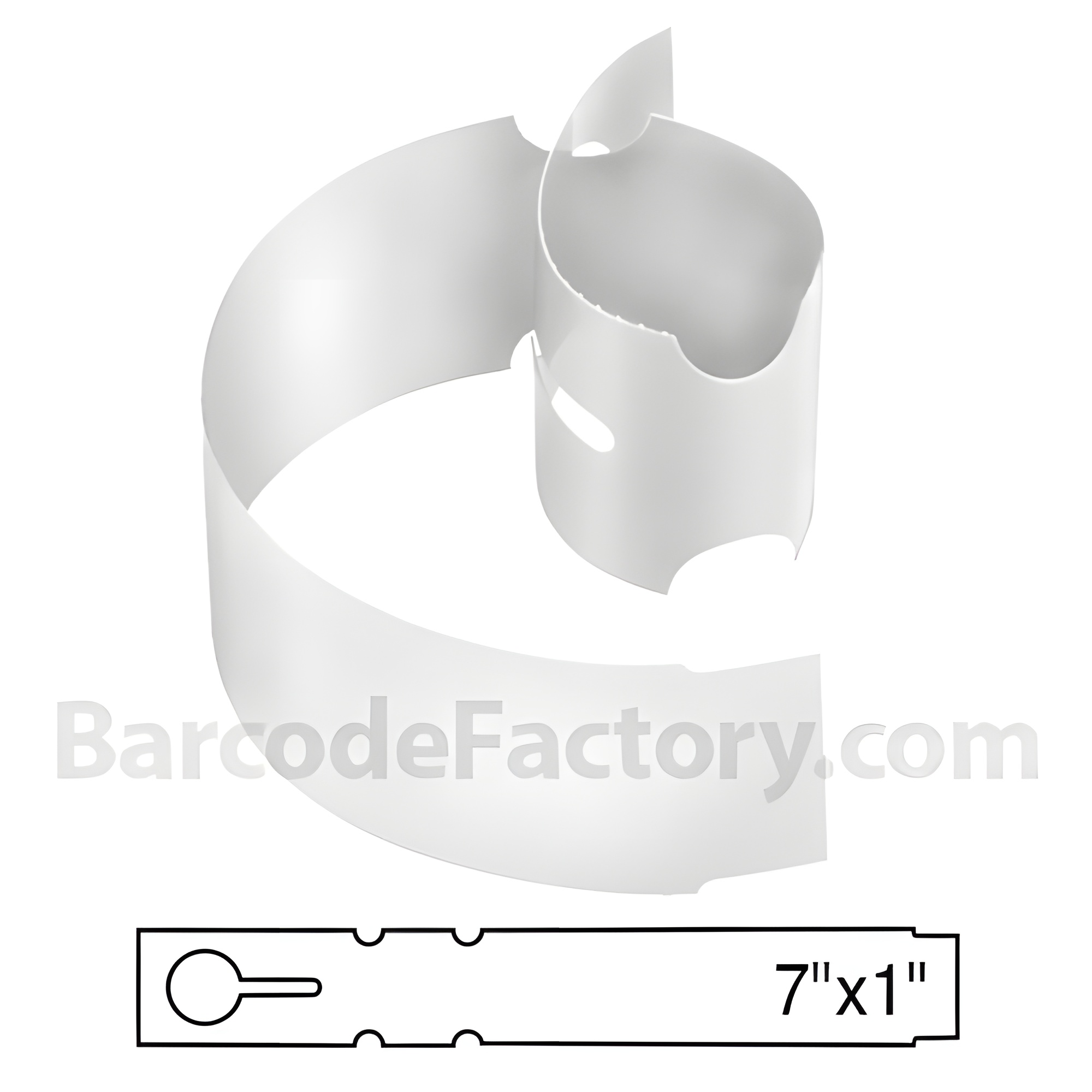 BarcodeFactory 7x1 Thermal White Tree Wrap Tags [Non-Perforated] BAR-WP7X1-WH