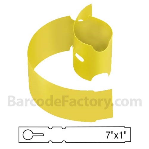 Barcodefactory 1x7 Polyethylene TT Label [Wrap Tags, Key Hole, Yellow] BAR-WP7X1-YE
