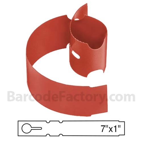 BarcodeFactory 7x1 Thermal Red Tree Wrap Tags BAR-WP7X1-RD