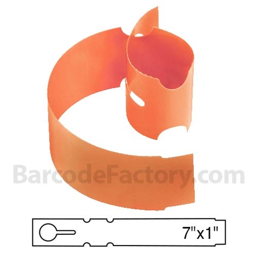BarcodeFactory 7x1 Thermal Orange Tree Wrap Tags BAR-WP7X1-OR