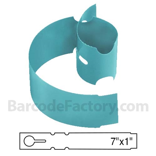 BarcodeFactory 7x1 Thermal Blue Tree Wrap Tags Single Roll BAR-WP7X1-BL-EA