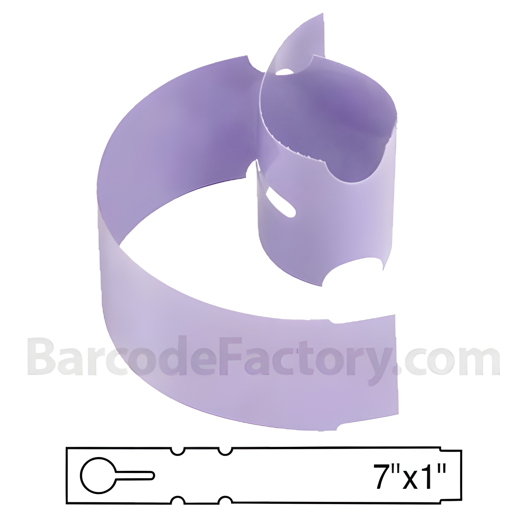 BarcodeFactory 7x1 Thermal Lavender Tree Wrap Tags [Non-Perforated] BAR-WP7X1-LA