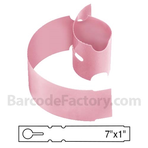 BarcodeFactory 7x1 Thermal Pink Tree Wrap Tags [Non-Perforated] BAR-WP7X1-PK