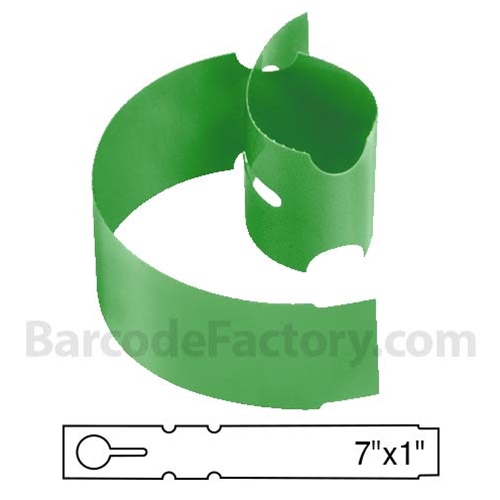 BarcodeFactory 7x1 Thermal Green Tree Wrap Tags BAR-WP7X1-GR