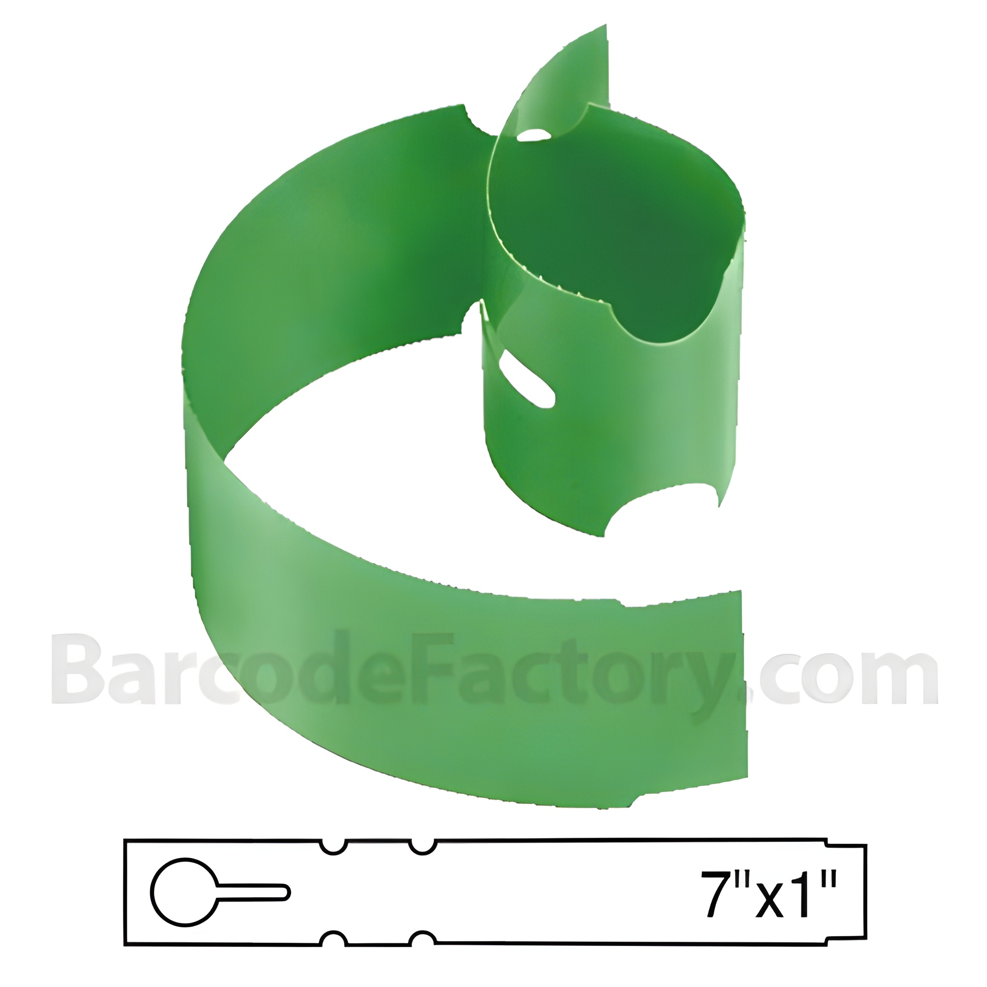 BarcodeFactory 7x1 Thermal Green Tree Wrap Tags [Non-Perforated] BAR-WP7X1-GR