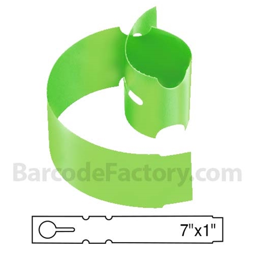 BarcodeFactory 7x1 Thermal Lime Tree Wrap Tags BAR-WP7X1-LM