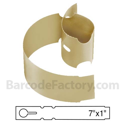 BarcodeFactory 7x1 Thermal Tan Tree Wrap Tags [Non-Perforated] BAR-WP7X1-TN
