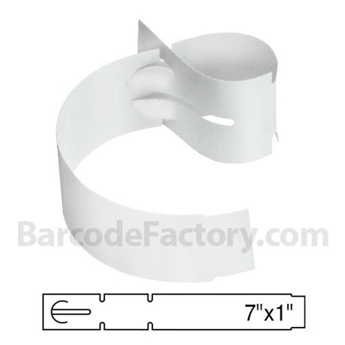 BarcodeFactory 7x1 Thermal White Tree Wrap Tags BAR-WPT7X1-WH