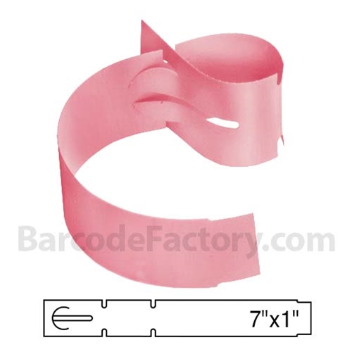 BarcodeFactory 7x1 Thermal Pink Tree Wrap Tags BAR-WPT7X1-PK