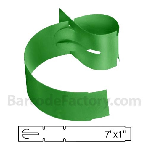 BarcodeFactory 7x1 Thermal Green Tree Wrap Tags BAR-WPT7X1-GR
