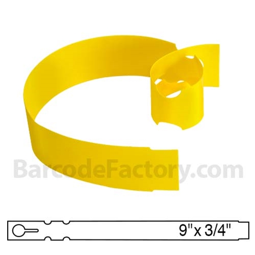 Barcodefactory 0.75x9 Polyethylene TT Label [Wrap Tags, Key Hole, Yellow] BAR-WP9X07-YE