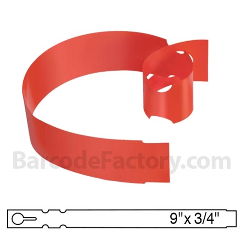BarcodeFactory 9x0.75 Thermal Red Tree Wrap Tags BAR-WP9X07-RD