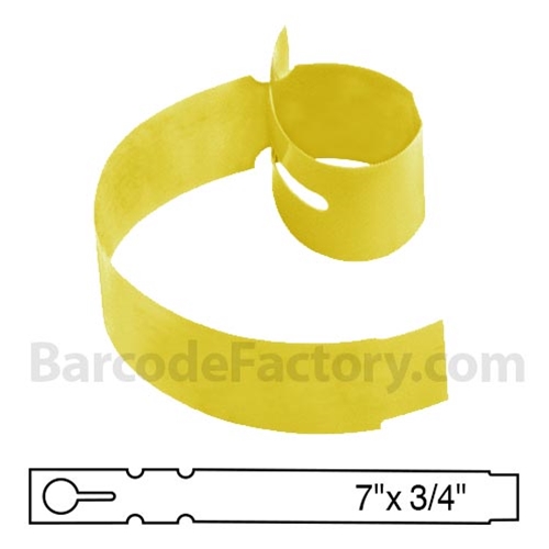 Barcodefactory 0.75x7 Polyethylene TT Label [Wrap Tags, Key Hole, Yellow] BAR-WP7X07-YE