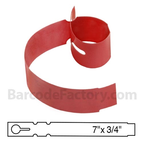 BarcodeFactory 7x0.75 Thermal Red Tree Wrap Tags BAR-WP7X07-RD