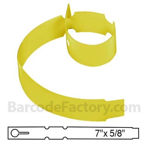 Barcodefactory 0.63x7 Polyethylene TT Label [Wrap Tags, Key Hole, Yellow] BAR-WP7X06-YE