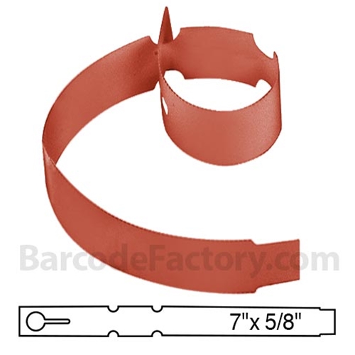 BarcodeFactory 7x0.625 Thermal Red Tree Wrap Tags BAR-WP7X06-RD