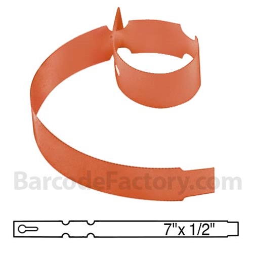 BarcodeFactory 7x0.5 Thermal Orange Tree Wrap Tags BAR-WP7X05-OR