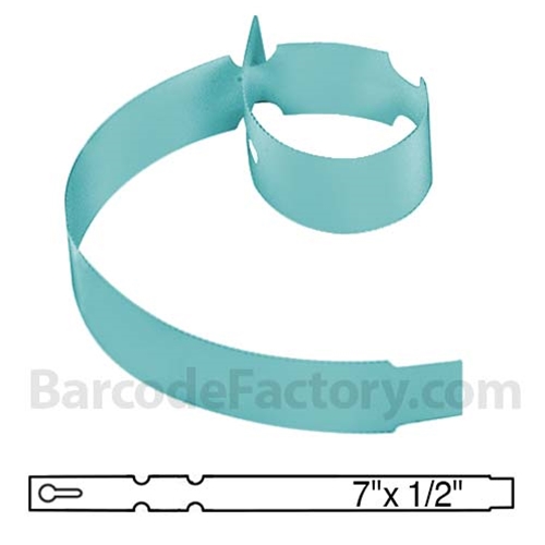 BarcodeFactory 7x0.5 Thermal Blue Tree Wrap Tags Single Roll BAR-WP7X05-BL-EA