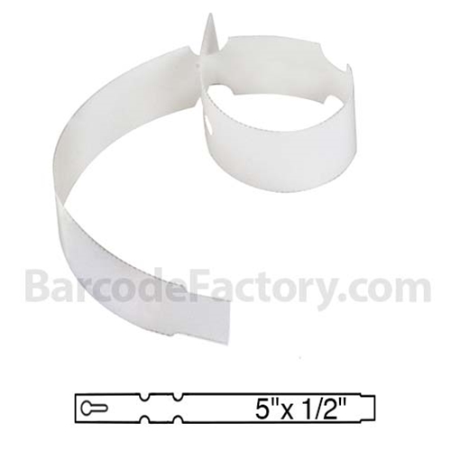 BarcodeFactory 5x0.5 Thermal White Tree Wrap Tags BAR-WP5X05-WH