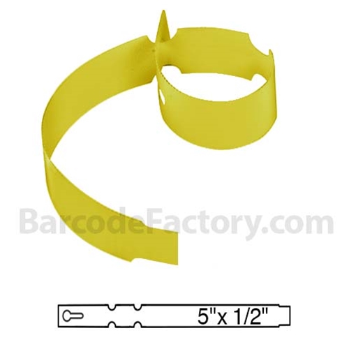 Barcodefactory 0.5x5 Polyethylene TT Label [Wrap Tags, Key Hole, Yellow] BAR-WP5X05-YE