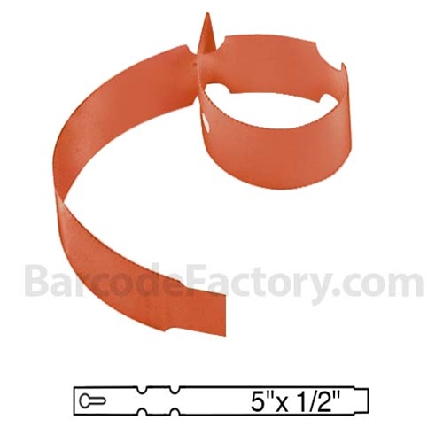 BarcodeFactory 5x0.5 Thermal Orange Tree Wrap Tags Single Roll BAR-WP5X05-OR-EA