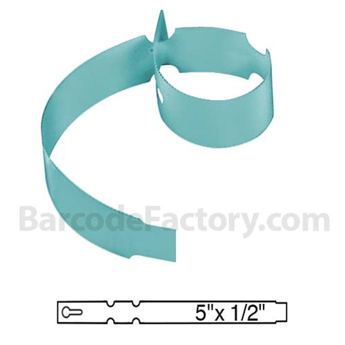 BarcodeFactory 5x0.5 Thermal Blue Tree Wrap Tags Single Roll BAR-WP5X05-BL-EA