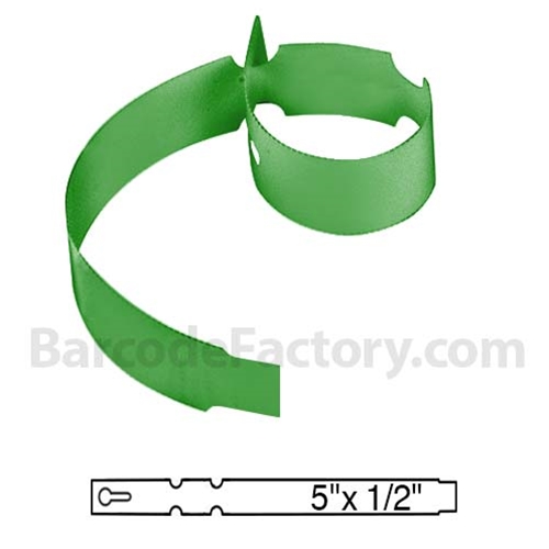 BarcodeFactory 5x0.5 Thermal Green Tree Wrap Tags Single Roll BAR-WP5X05-GR-EA