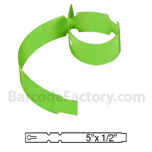 BarcodeFactory 5x0.5 Thermal Lime Tree Wrap Tags Single Roll BAR-WP5X05-LM-EA