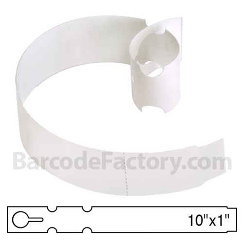 BarcodeFactory 10x1 Thermal White Tree Wrap Tags [Non-Perforated] BAR-EP10X1X4-WH