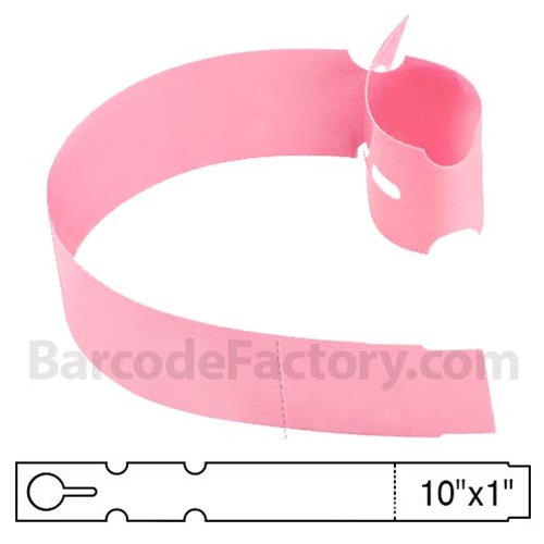 BarcodeFactory 10x1 Thermal Pink Tree Wrap Tags [Non-Perforated] BAR-EP10X1X4-PK-EA