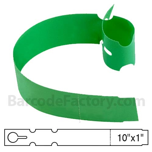 BarcodeFactory 10x1 Thermal Green Tree Wrap Tags [Non-Perforated] BAR-EP10X1X4-GR-EA