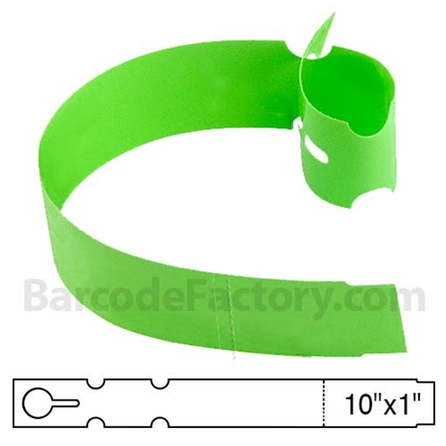 BarcodeFactory 10x1 Thermal Lime Tree Wrap Tags BAR-EP10X1X4P-LM