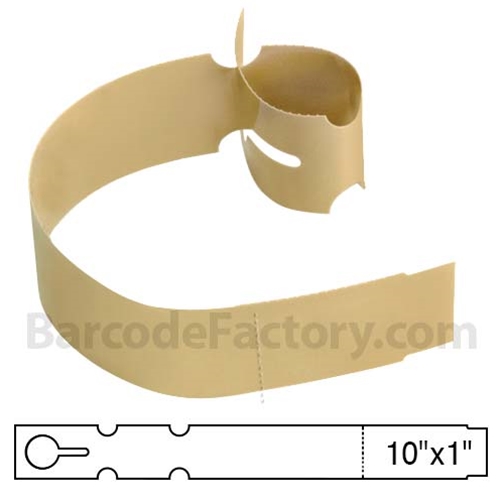 BarcodeFactory 10x1 Thermal Tan Tree Wrap Tags [Non-Perforated] BAR-EP10X1X4-TN-EA